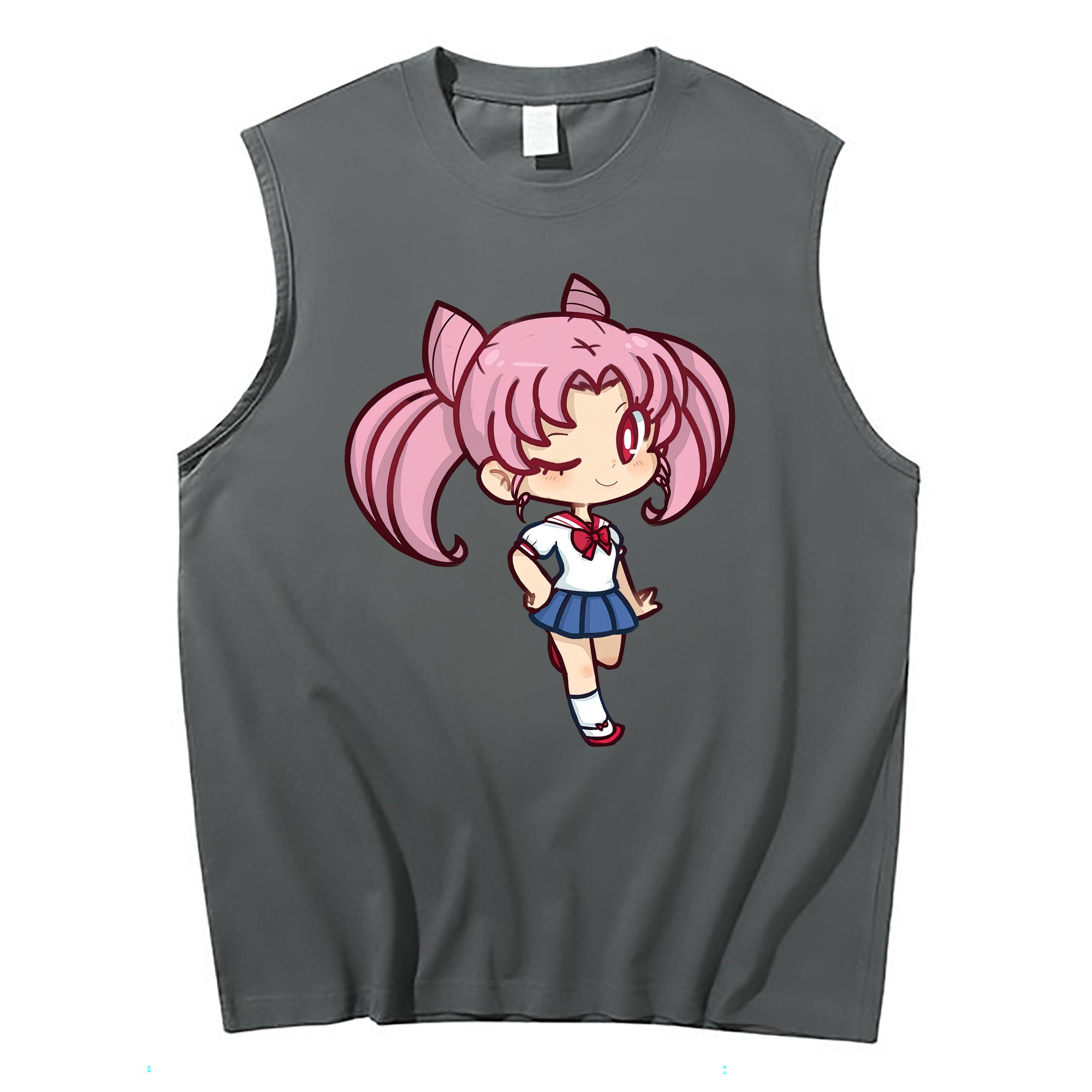 （画像用） 美少女戦士セーラームーン ちびうさ Sailor Moon Chibiusa Tsukino Usagi Small Lady Serenity コットン100％タンクトップ（フロントプリント）